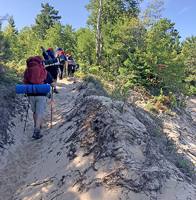 Hiking up a hill